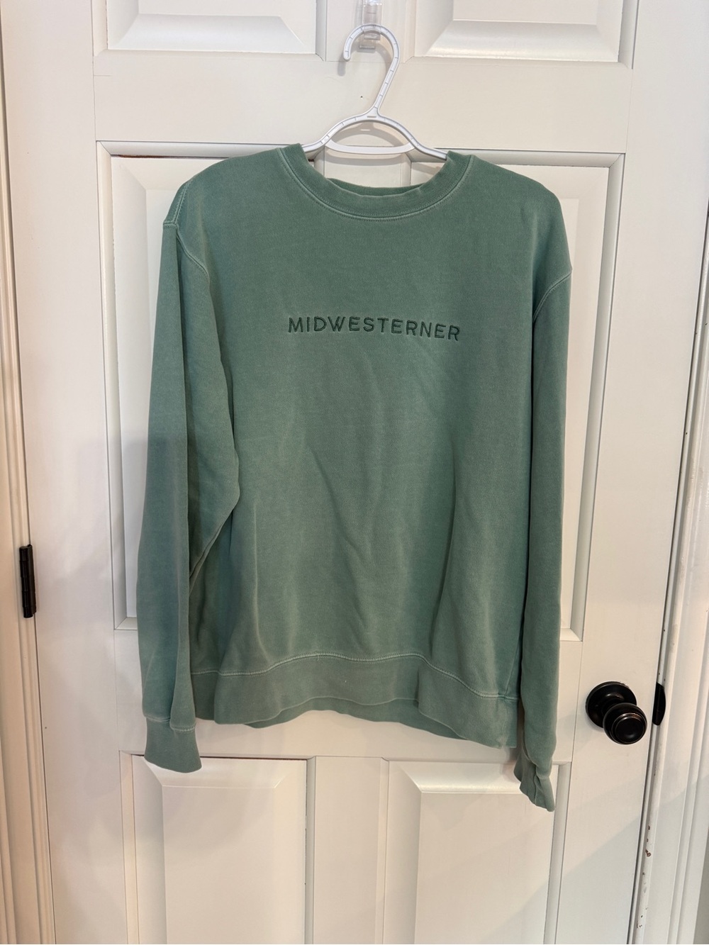 Jupmode Midwesterner Embroidered Crewneck Sweatshirt Sage Green 25417 - Picture 2 of 9